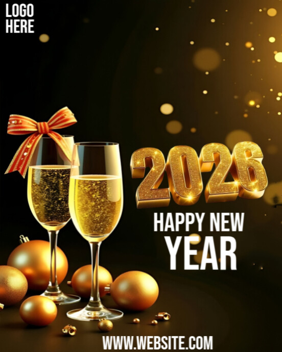 2026 happy New Year flyer Template | PosterMyWall