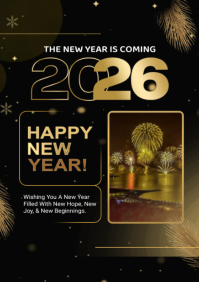 2026 Happy New Year Wish. A4 template