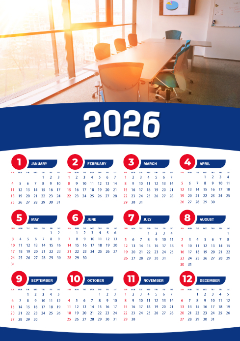2026 months calendar dates office company business corporate print ...