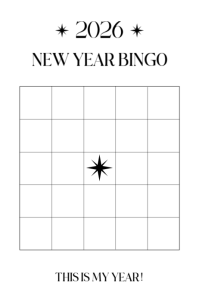 2026 New Year Bingo Card Printable template