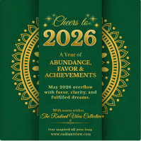 2026 New Year Blessings Card – Abundance, Favor & Achievements Template Instagram 帖子