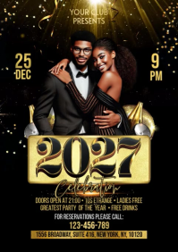 Black New Year's Eve Party A2 Template