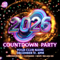 2026 New Year Eve Party Video Ad Square (1:1) template