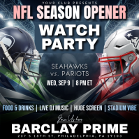 Hitam NFL Season Opener Watch Party โพสต์บน Instagram Template