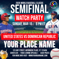 2026 World Baseball Classic Semifinal: USA vs. Dominican Republic Watch Party Instagram Post template