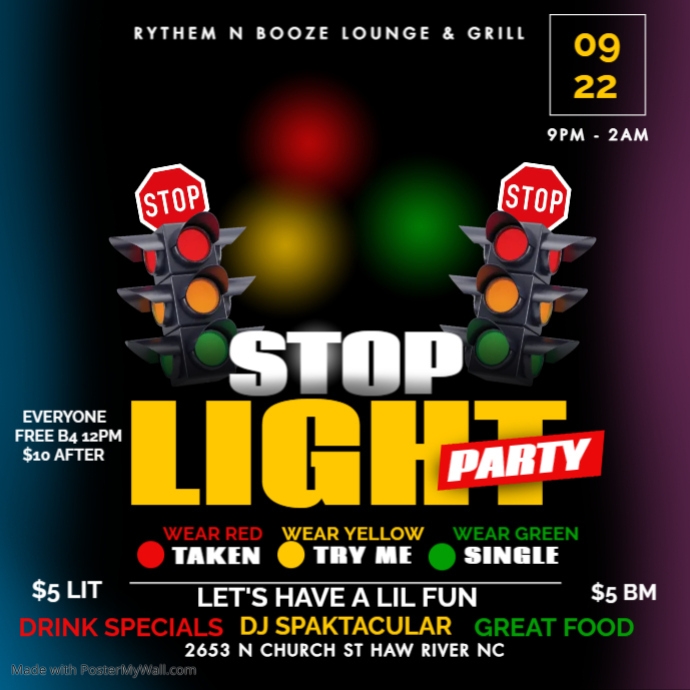 Stop Light Party Invitation Instagram Image PosterMyWall