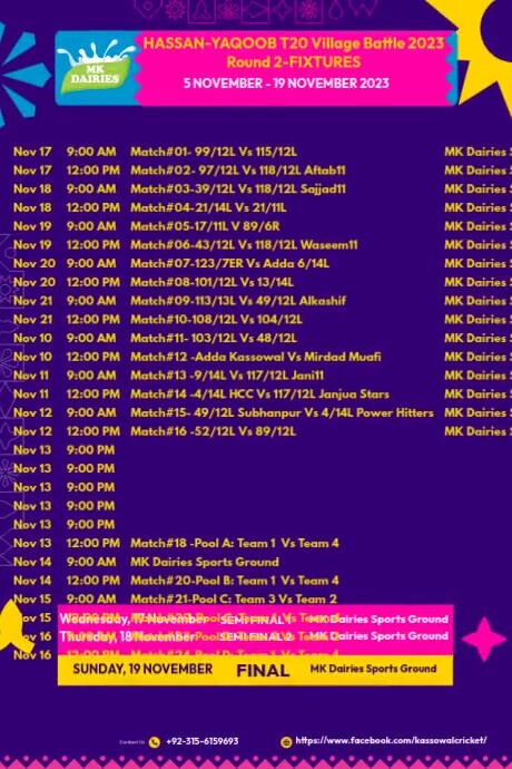 Cricket World Cup Fixtures | PosterMyWall