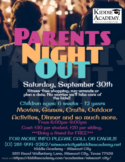 Parents Night Out Flyer PosterMyWall