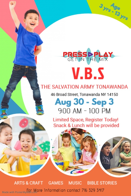 Copy of Colorful Vacation Bible School Template | PosterMyWall