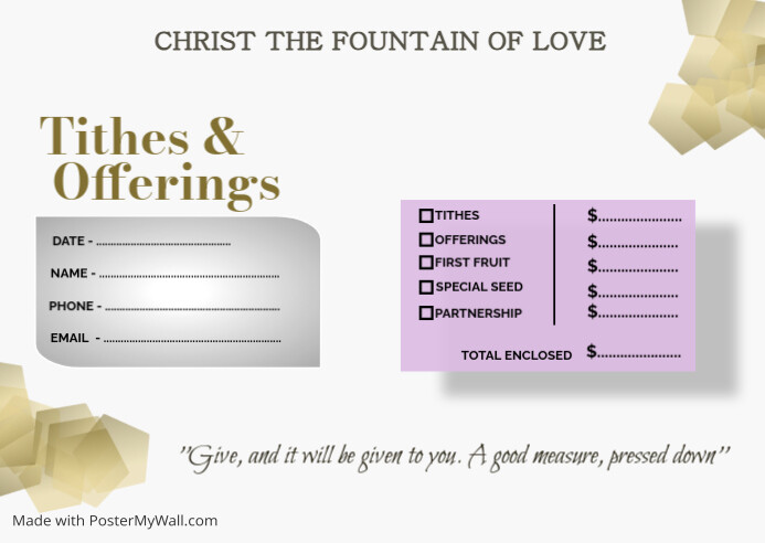 tithes and offerings envelope 2 | PosterMyWall