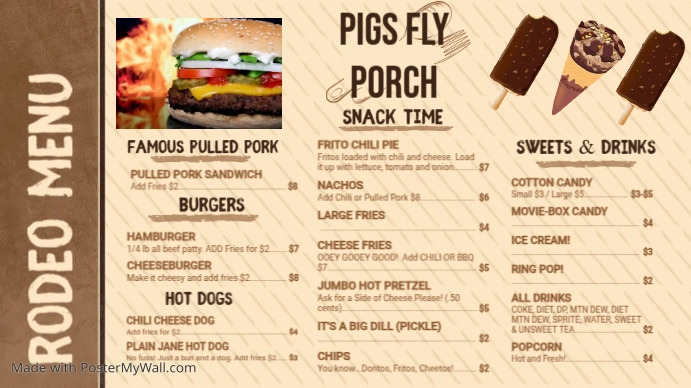 New Rodeo Menu | PosterMyWall