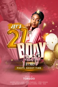 21st Bday Party Poster template