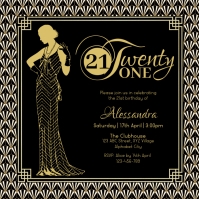 21st Birthday Invitation Quadrat (1:1) template