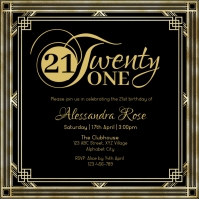 21st Birthday Invitation สี่เหลี่ยมจัตุรัส (1:1) template