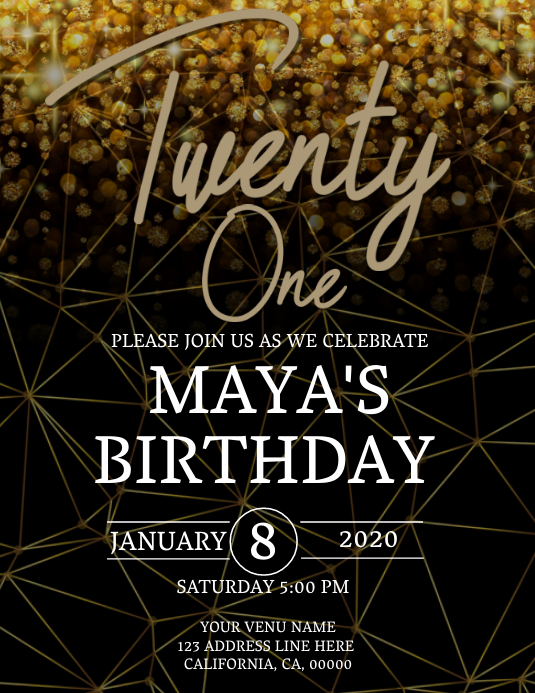 Copy of 21st Birthday Invitation Template PosterMyWall