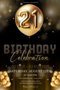 21ST BIRTHDAY PARTY INVITE INVITATION DESIGN Poster template