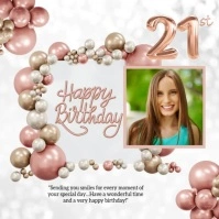 21st happy birthday instagram square design template Isikwele (1:1)