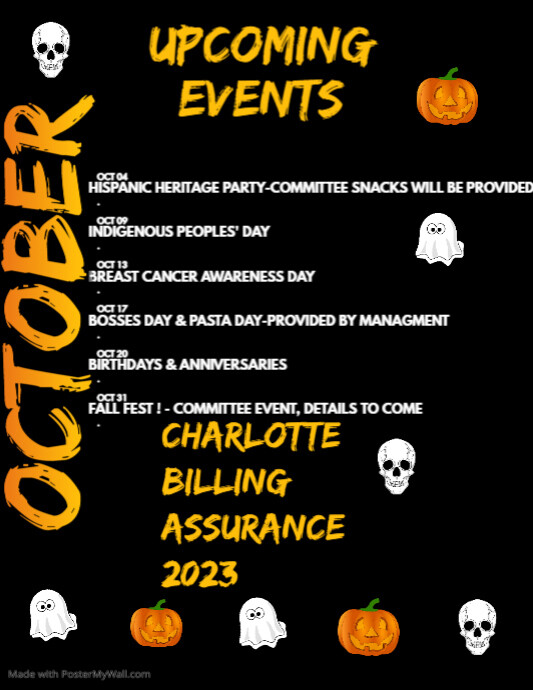 Copy of October Events Schedule Poster Template | PosterMyWall