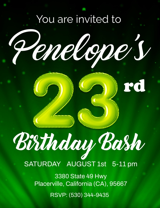 23rd birthday Flyer (US Letter) template