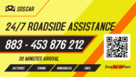 24/7 Roadside Assistance Flyer – Emergency Towing & Car Repair Service Business Card template