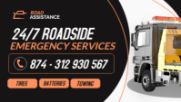 24/7 Roadside Assistance Towing Emergency Service advertising business card template