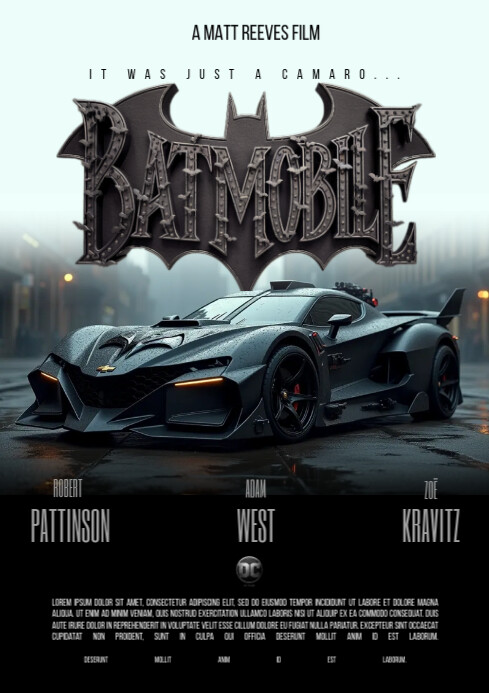 Plantilla de 241001 Batmobile movie poster | PosterMyWall