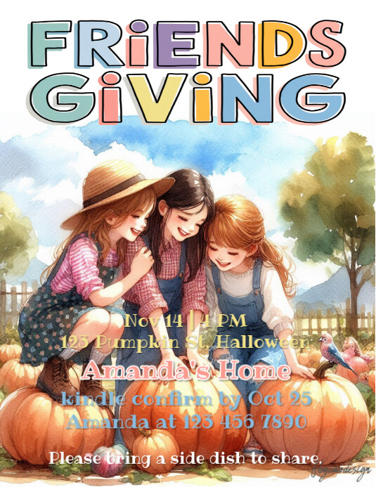 241007 Friends Giving House invitation Template | PosterMyWall