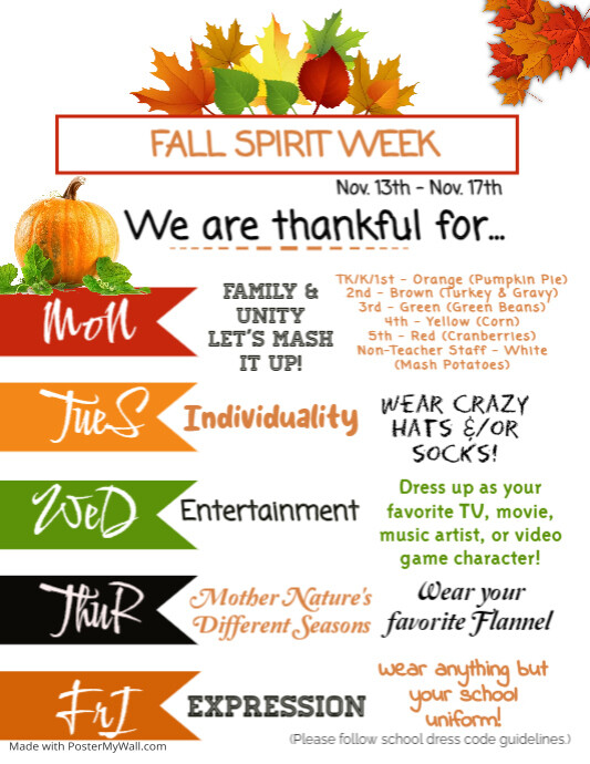 Thanksgiving Spirit Week Flyer PosterMyWall thanksgiving-spirit-week-flyer-postermywall