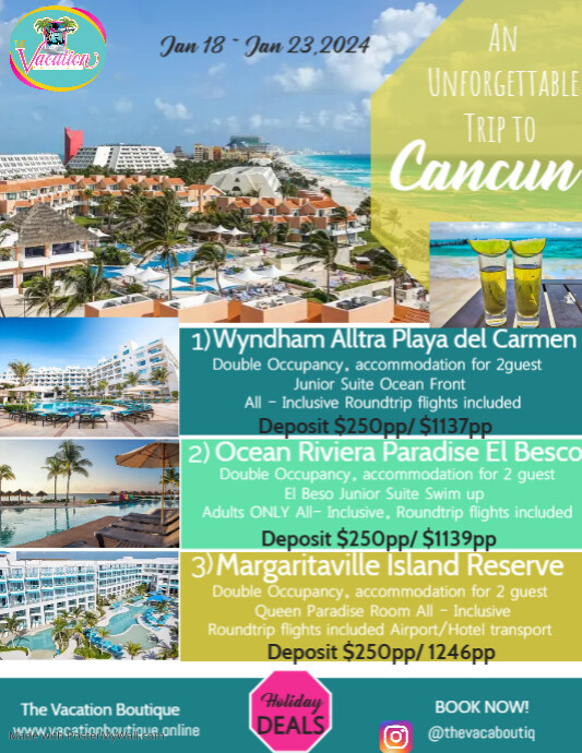 Cancun Travel Poster Flyer Template