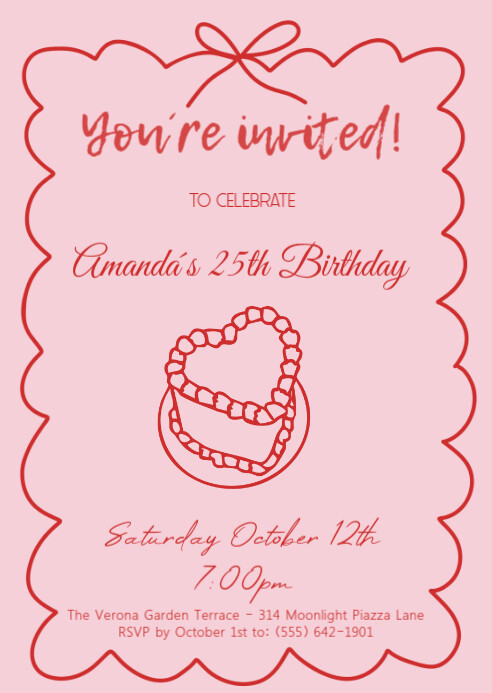 25th Birthday invitation, Whimsical Twenty Five Birthday Invite A6 template