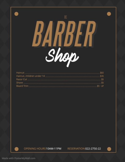 Brown And Black Barber Shop Price List PosterMyWall Brown and black barber shop price list postermywall