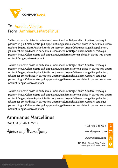 modern corporate letterhead orange and yellow