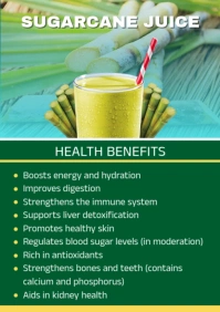 Sugarcane Juice Benefits Poster A2 template