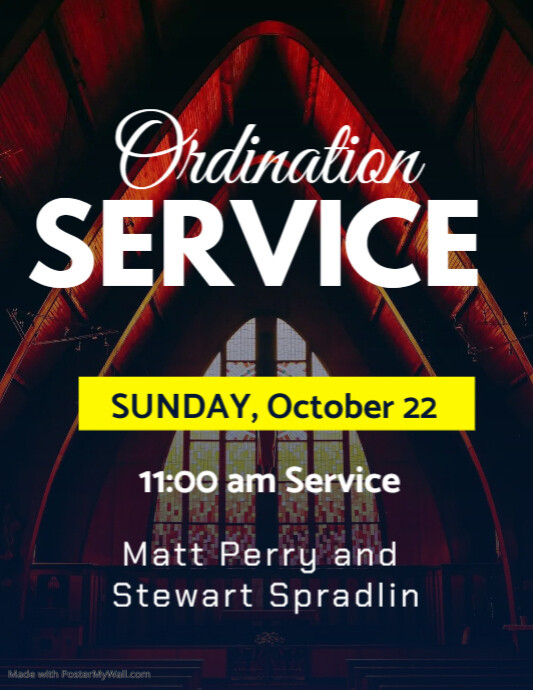 Ordination Service Flyer PosterMyWall