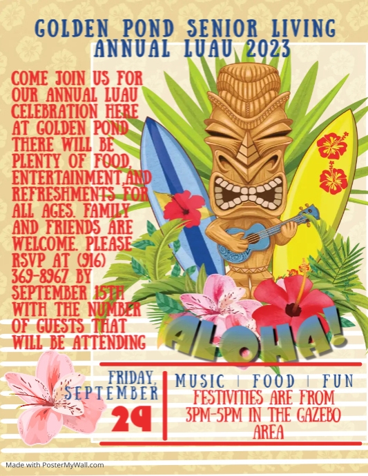Luau Tiki Party Flyer PosterMyWall