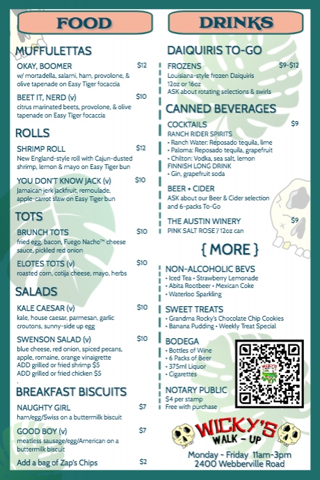 Copy of THE WICKY'S WALK UP Menu | PosterMyWall