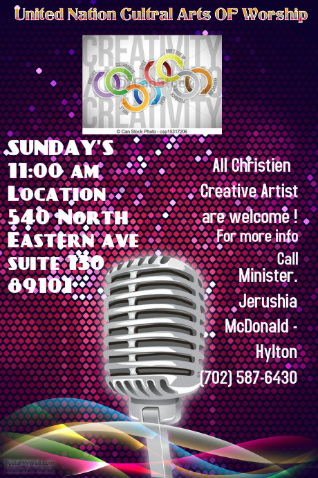 UNITED NATION CULTURAL ART'S OF WORSHIP SERVICE Póster template