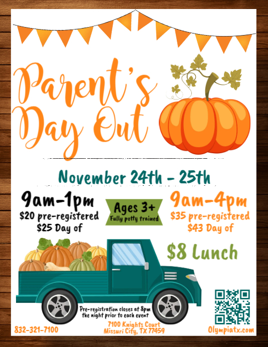 Parent's Day Out 11.25 -27 | PosterMyWall