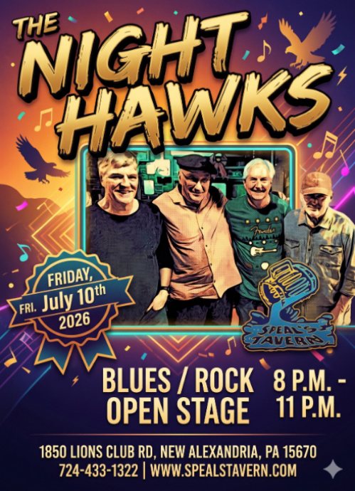 The Night Hawks Band hosts Blues/Rock Open Stage at Speal's Tavern