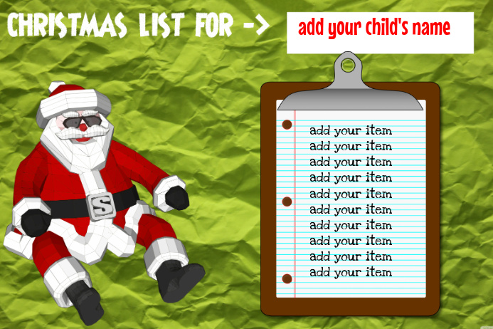 Christmas printables tinyme paper card tags toppers cards gift ho bon bons create tiny personalised Christmas List Template | PosterMyWall