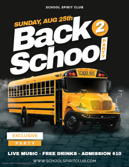 Black And Yellow Back To School Party Flyer D