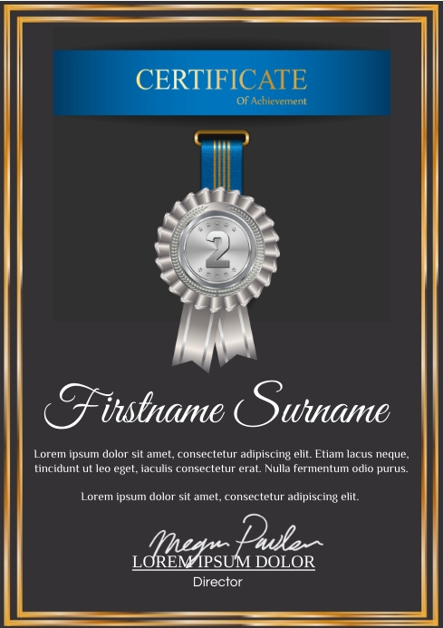2ND PLACE CERTIFICATE Template PosterMyWall