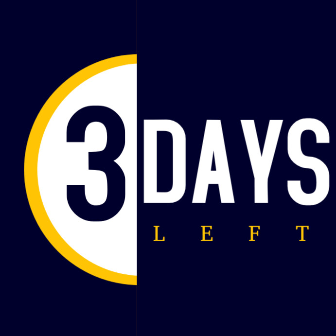 3 Days Left Countdown Design Instagram Post template