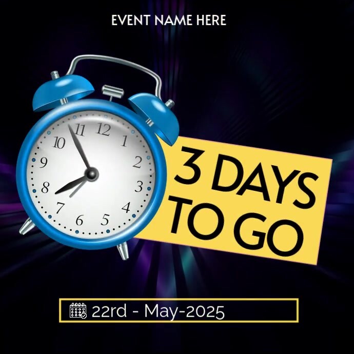 3 Days to Go countdown Design Instagram Post template