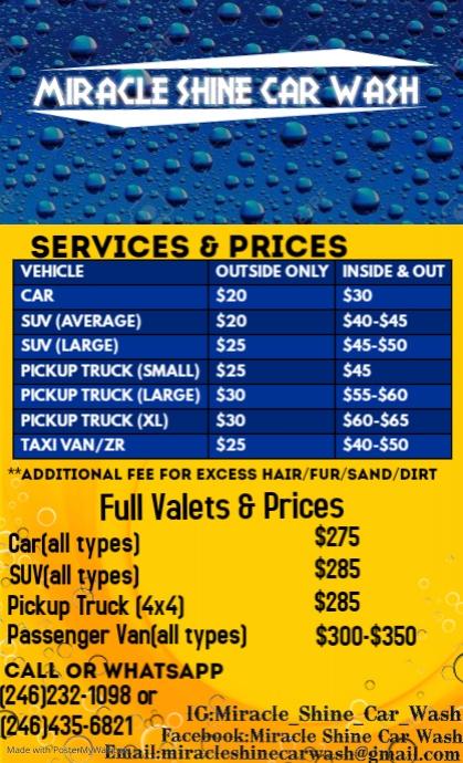 Copy of Car Wash Services & Prices Template | PosterMyWall