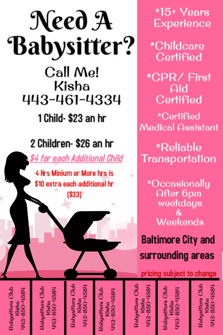 Babysitting Poster template
