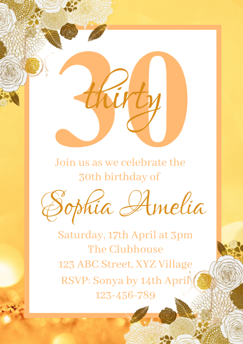 30th Birthday Invitation Template | PosterMyWall