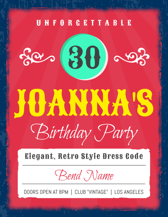 30 Geburtstagsparty Einladung Flyer Vorlage Vorlage Postermywall
