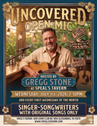 Uncovered Open Mic hosted by Gregg Stone at Speal's Tavern