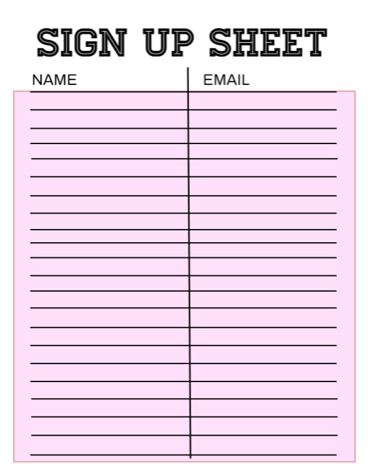 Sign Up Sheet Template PosterMyWall